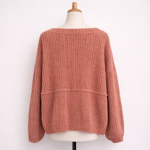 POL Oversized Button Front Knit Sweater Salmon Cozy S/M NWT - Picture 6 of 13